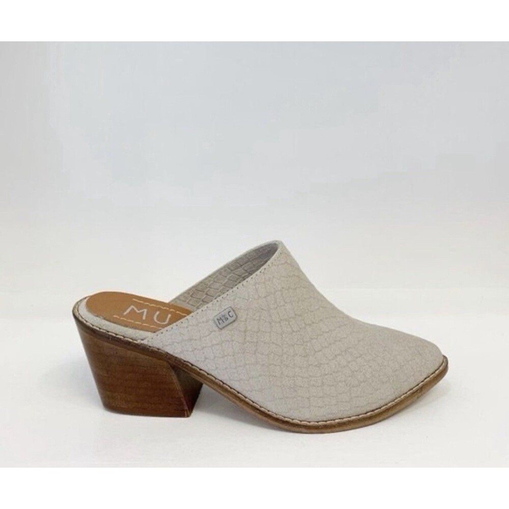 Musse And Cloud Helen Mules Booties Ivory Light Gray Leather Block Heel Women 7 - Picture 3 of 11